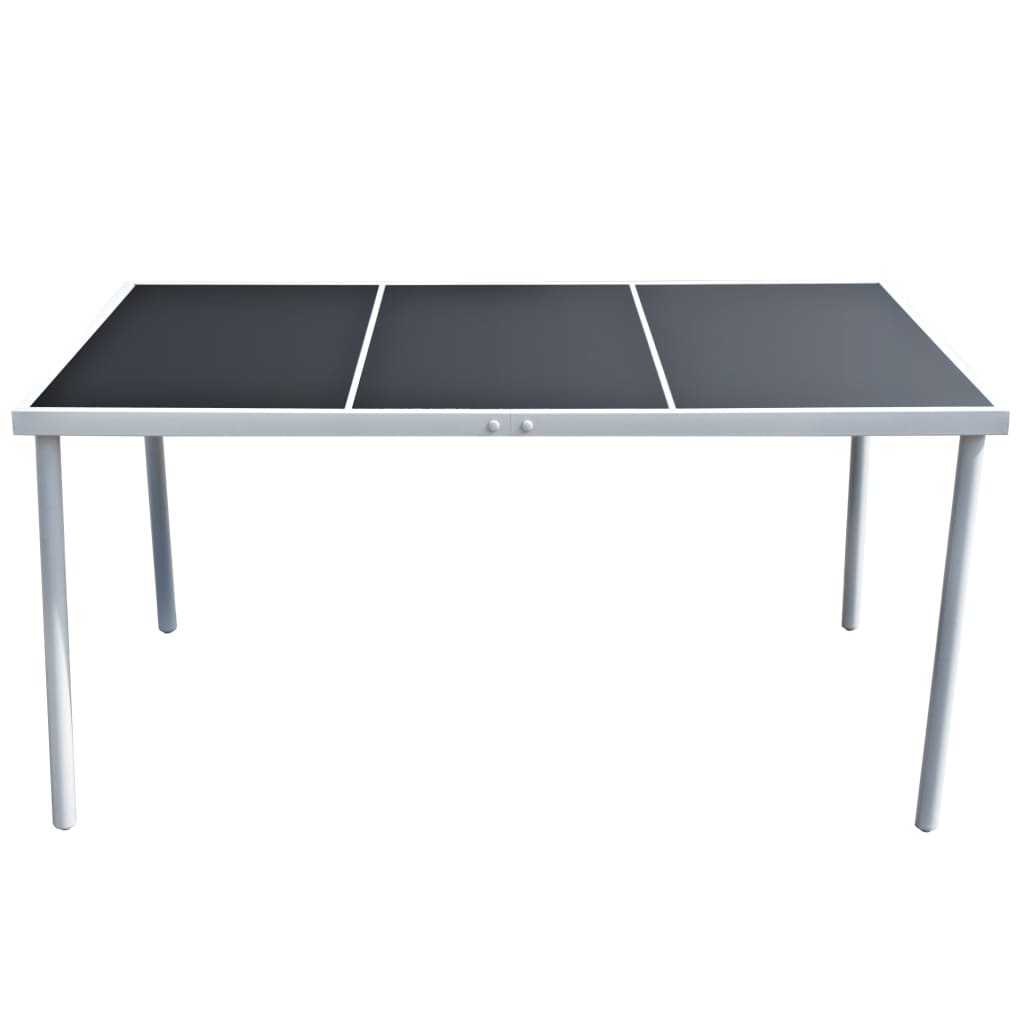 Juego de comedor de jardín 5 piezas de acero negro