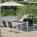 Juego de comedor de jardín 5 piezas de acero negro