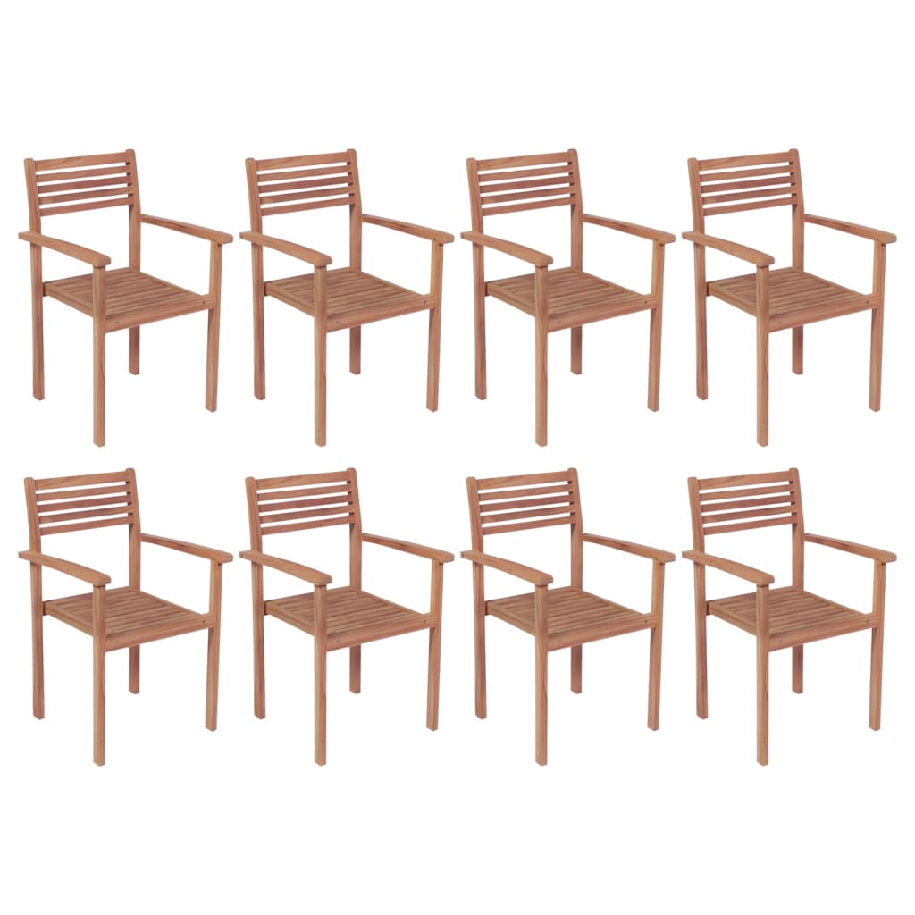 Sillas apilables de jardín 8 uds madera de teca con cojines