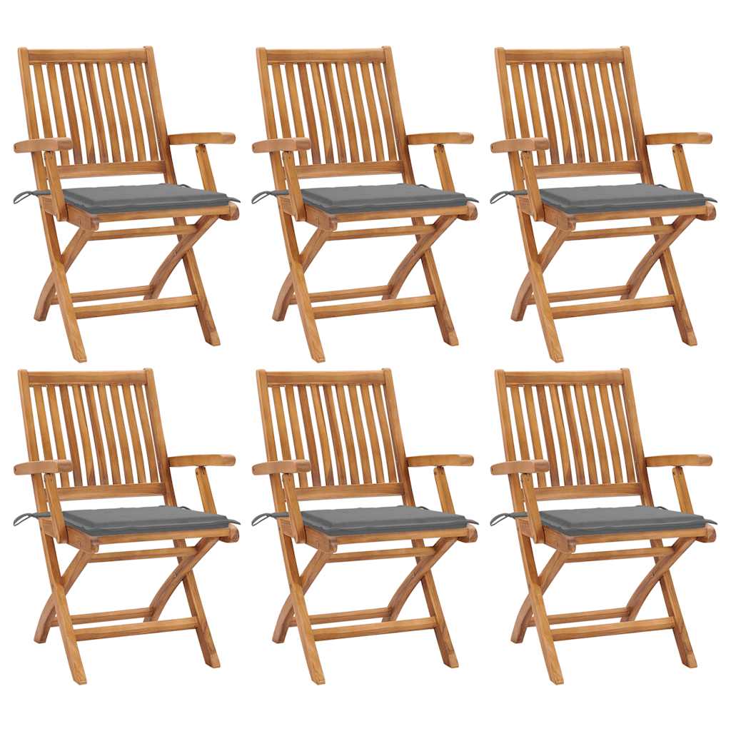 6 foldable garden chairs solid teak wood with cushions