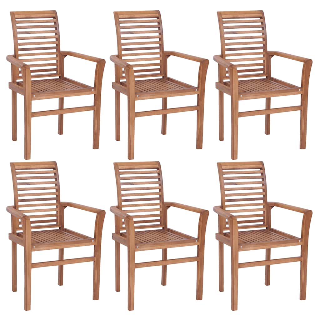 Stackable dining chairs 2 pcs solid teak