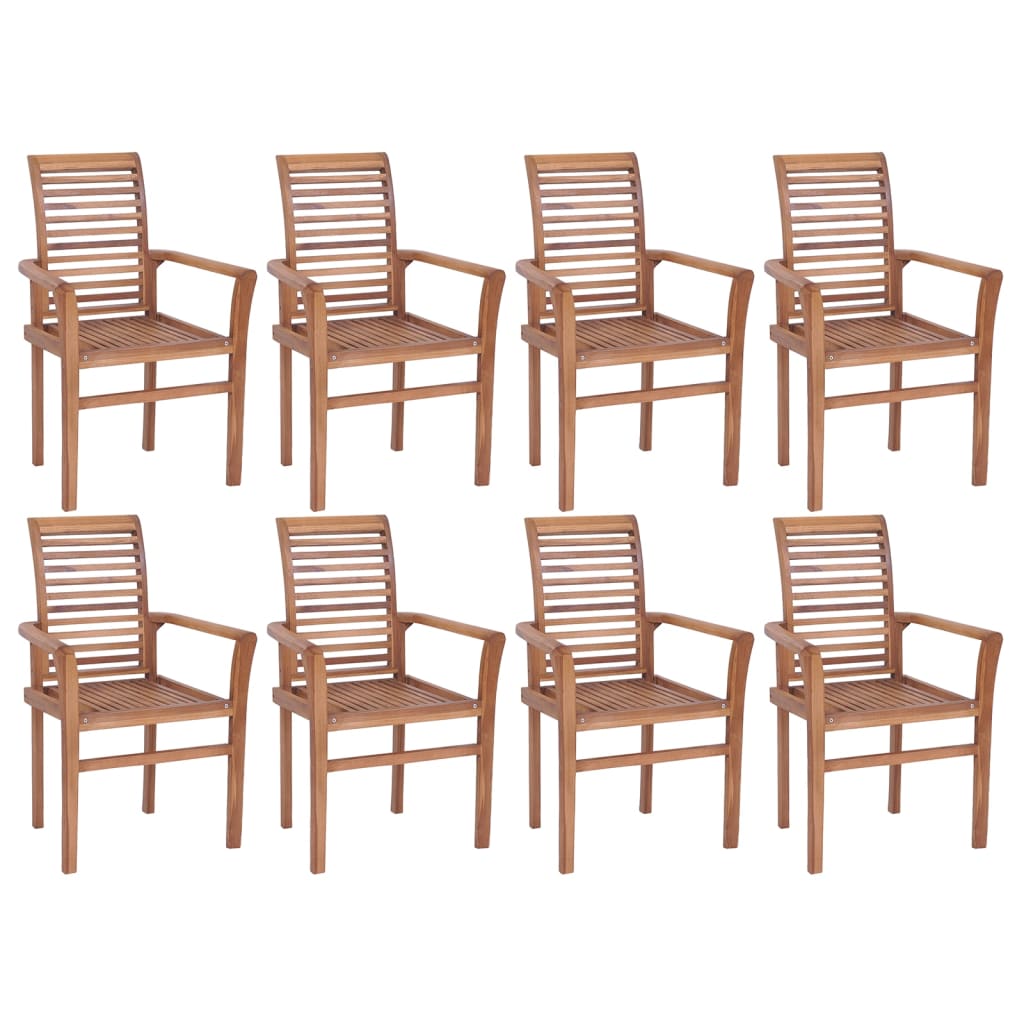 Stackable dining chairs 2 pcs solid teak