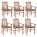 Sillas de comedor 2 uds madera teca con cojines gris antracita