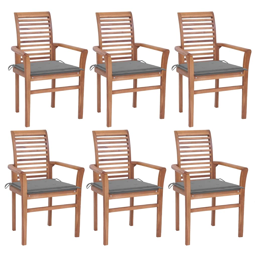 Sillas de comedor 2 uds madera teca con cojines gris antracita