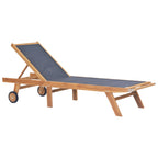 Tumbonas plegables con ruedas 2 uds teca maciza y textilene