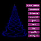 Árbol de pared con gancho metálico 720 LED azul 5 m