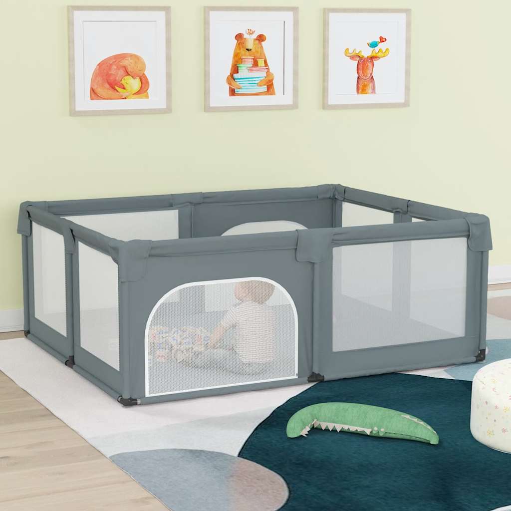 Parque para bebés com 2 portas em tecido Oxford azul-claro