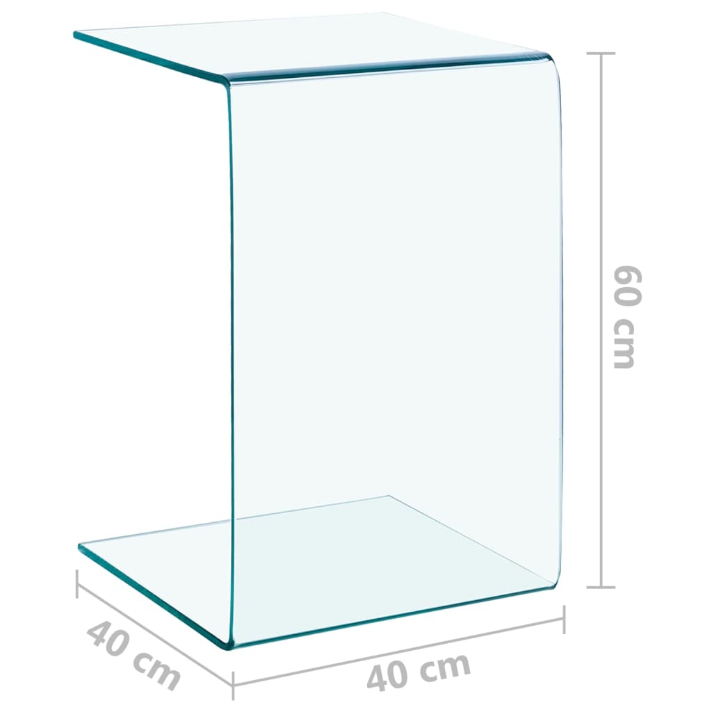Mesa auxiliar de vidrio templado 40x40x60 cm