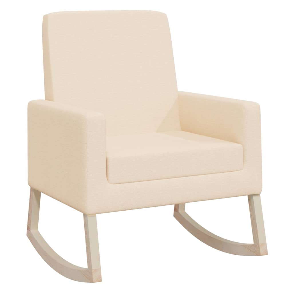Silla mecedora de tela crema