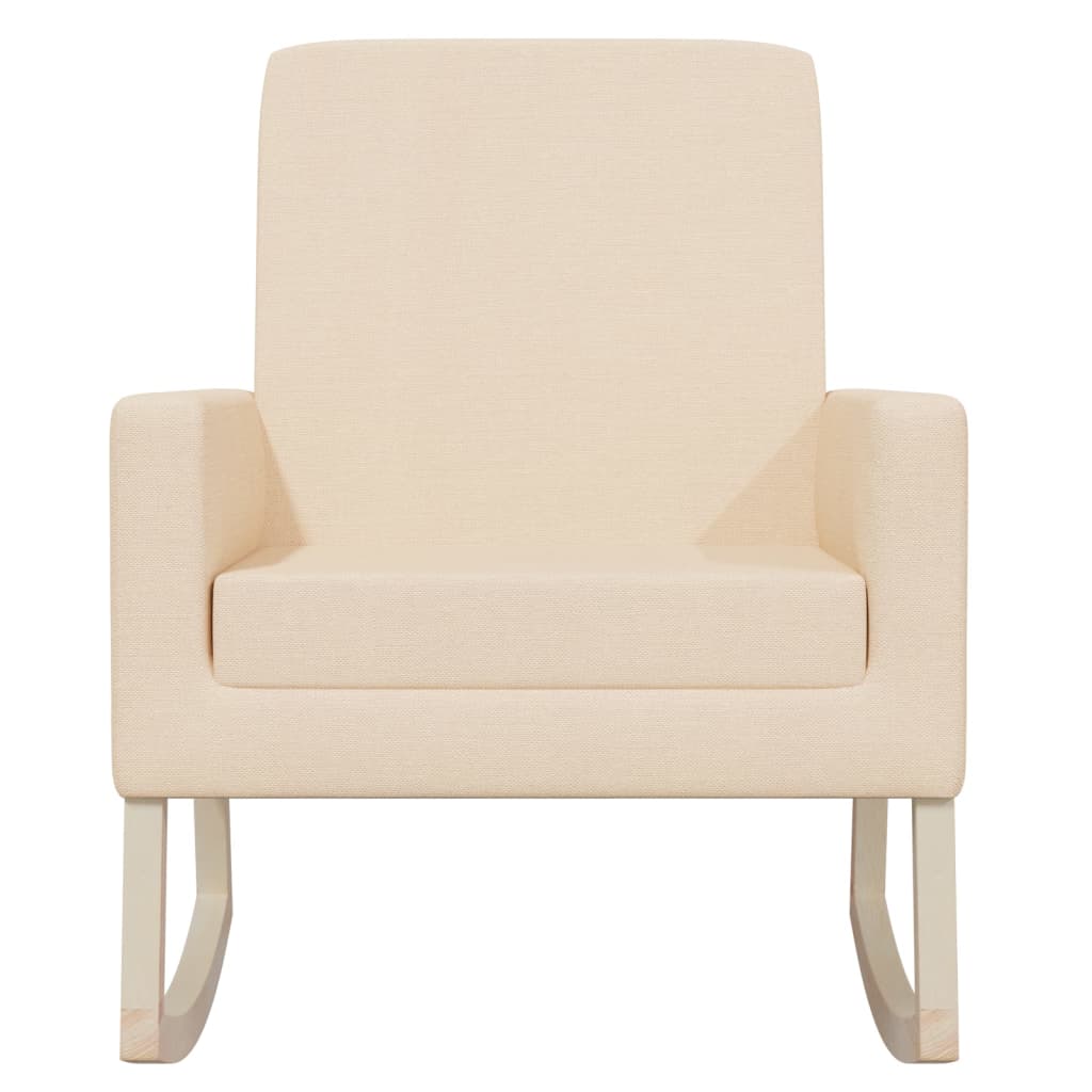 Silla mecedora de tela crema