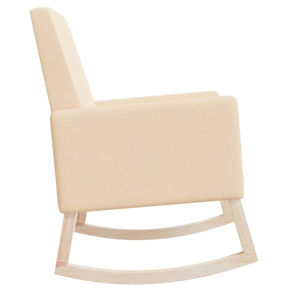 Silla mecedora de tela crema