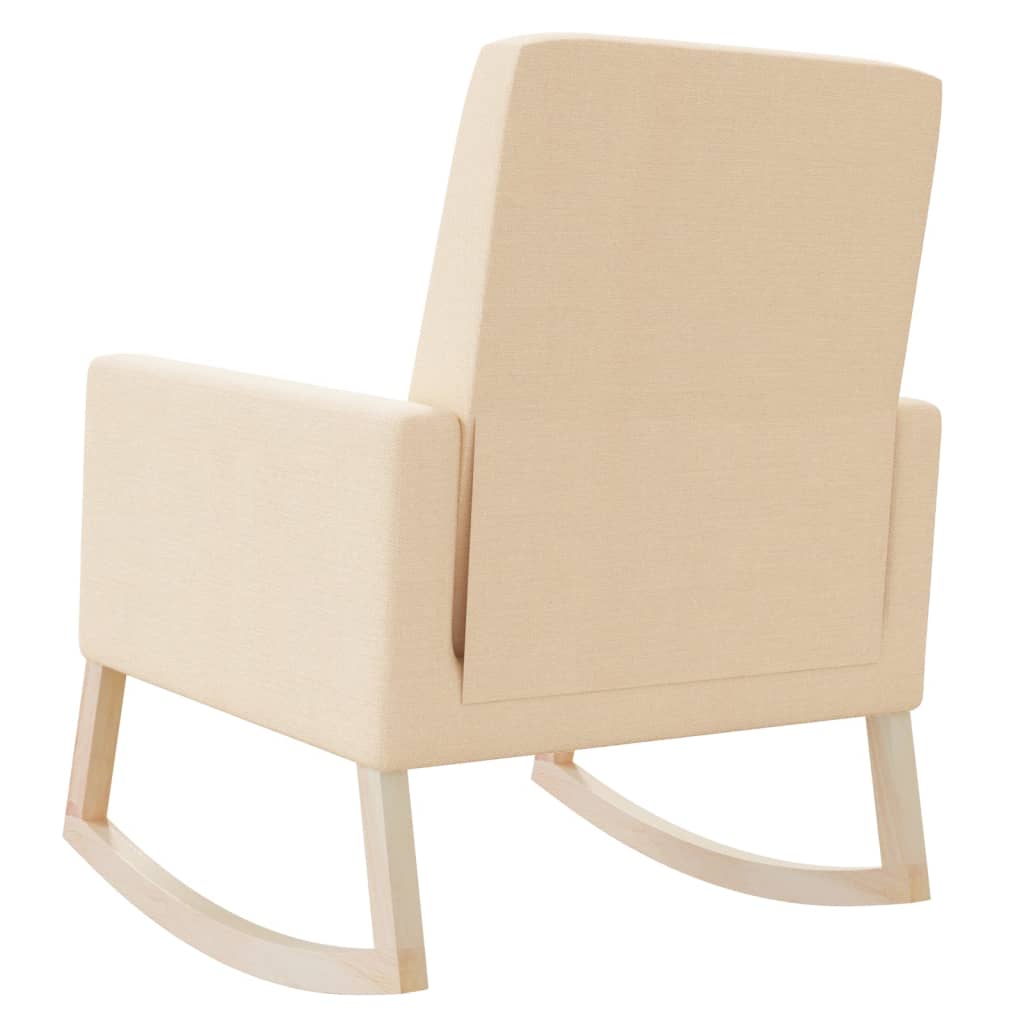 Silla mecedora de tela crema