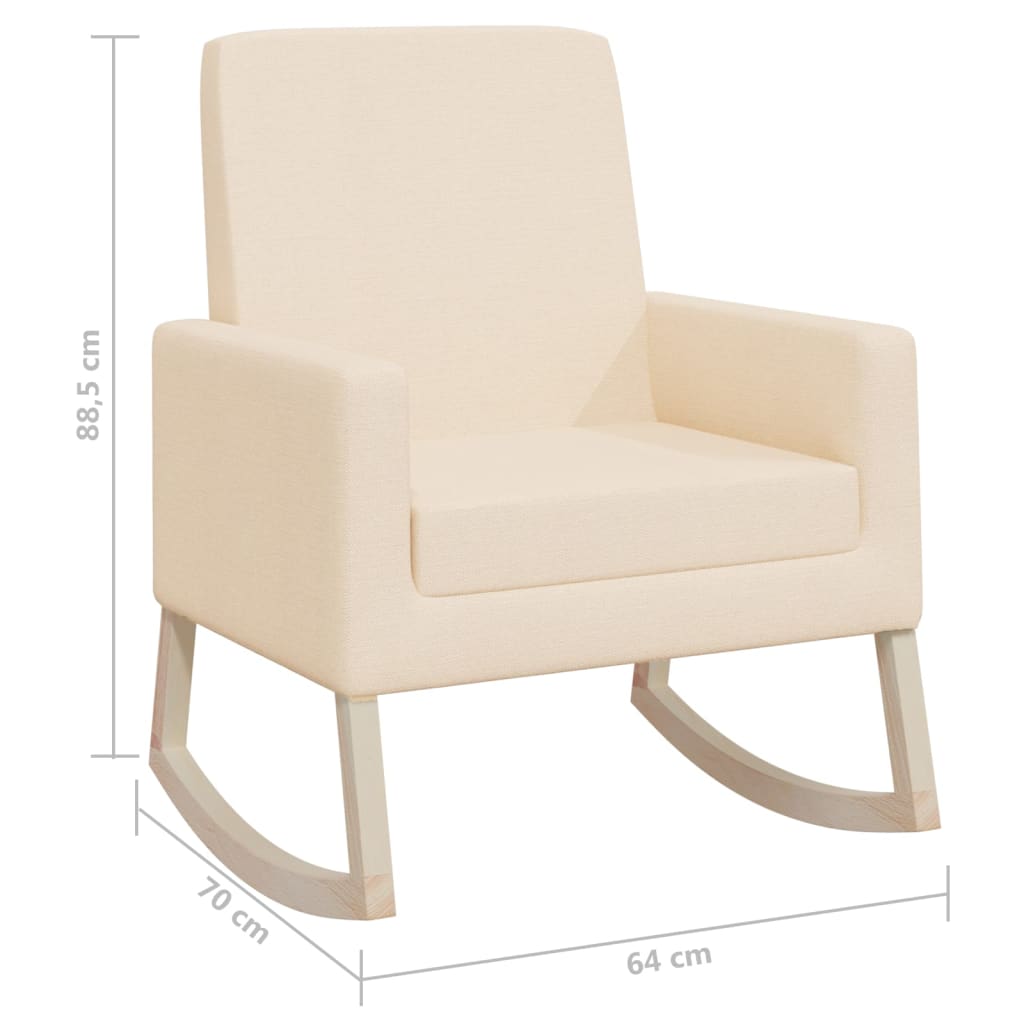 Silla mecedora de tela crema
