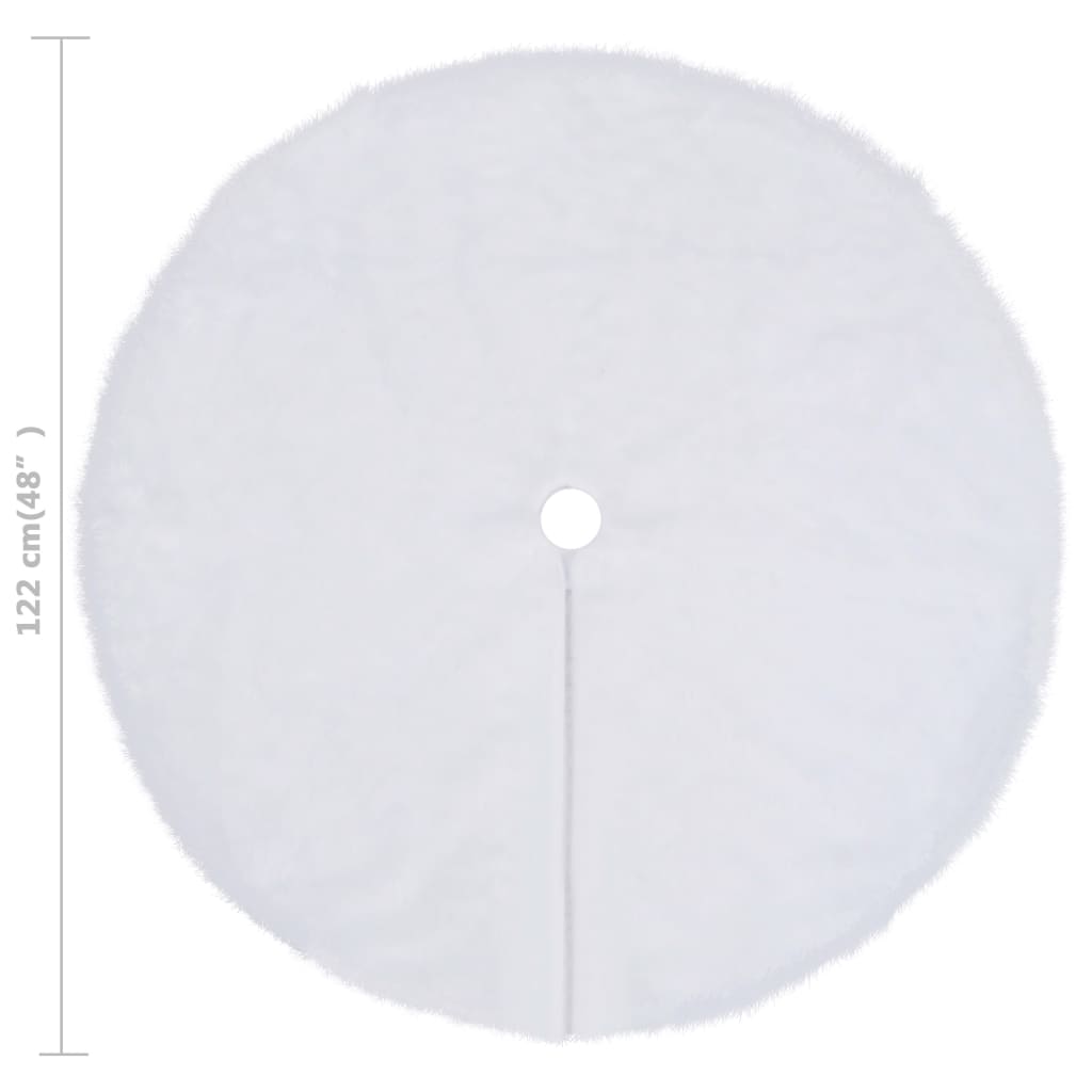 Falda para árbol de Navidad blanca de 122 cm de piel sintética