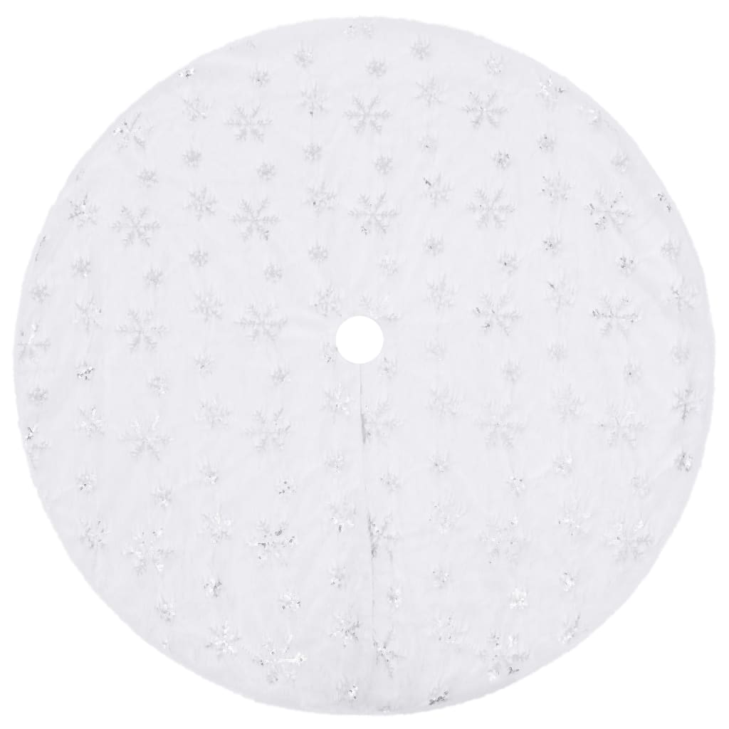 Falda de árbol de Navidad de lujo blanca de 122 cm de piel sintética