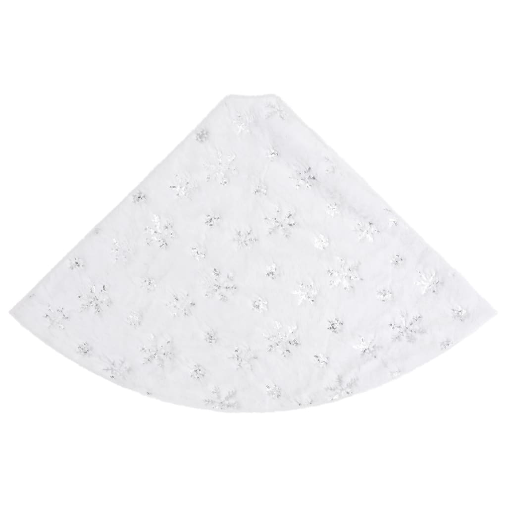 Falda de árbol de Navidad de lujo blanca de 122 cm de piel sintética
