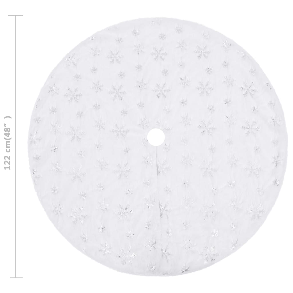 Falda de árbol de Navidad de lujo blanca de 122 cm de piel sintética