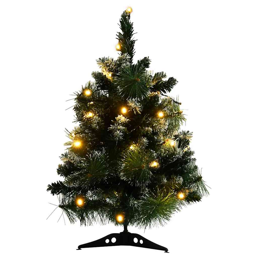 Árbol de Navidad preiluminado con luces y soporte verde 60 cm