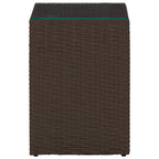 Mesa auxiliar superficie de vidrio ratán PE marrón 35x35x52 cm