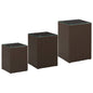 3-piece side table synthetic rattan brown glass top
