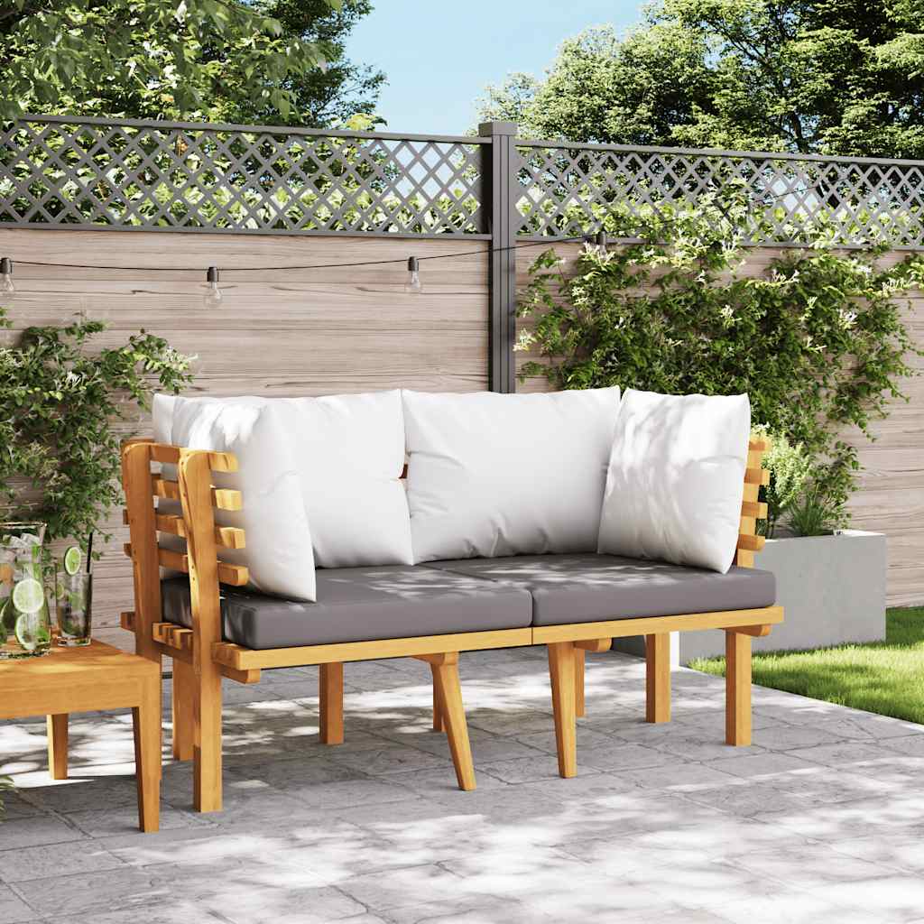Sofá de jardín de 2 plazas con cojines madera maciza de acacia