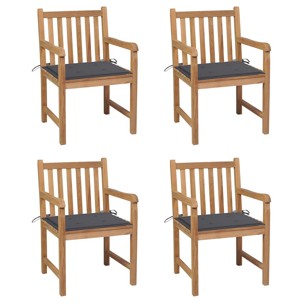 Sillas de jardín 2 uds cojines madera de teca gris antracita