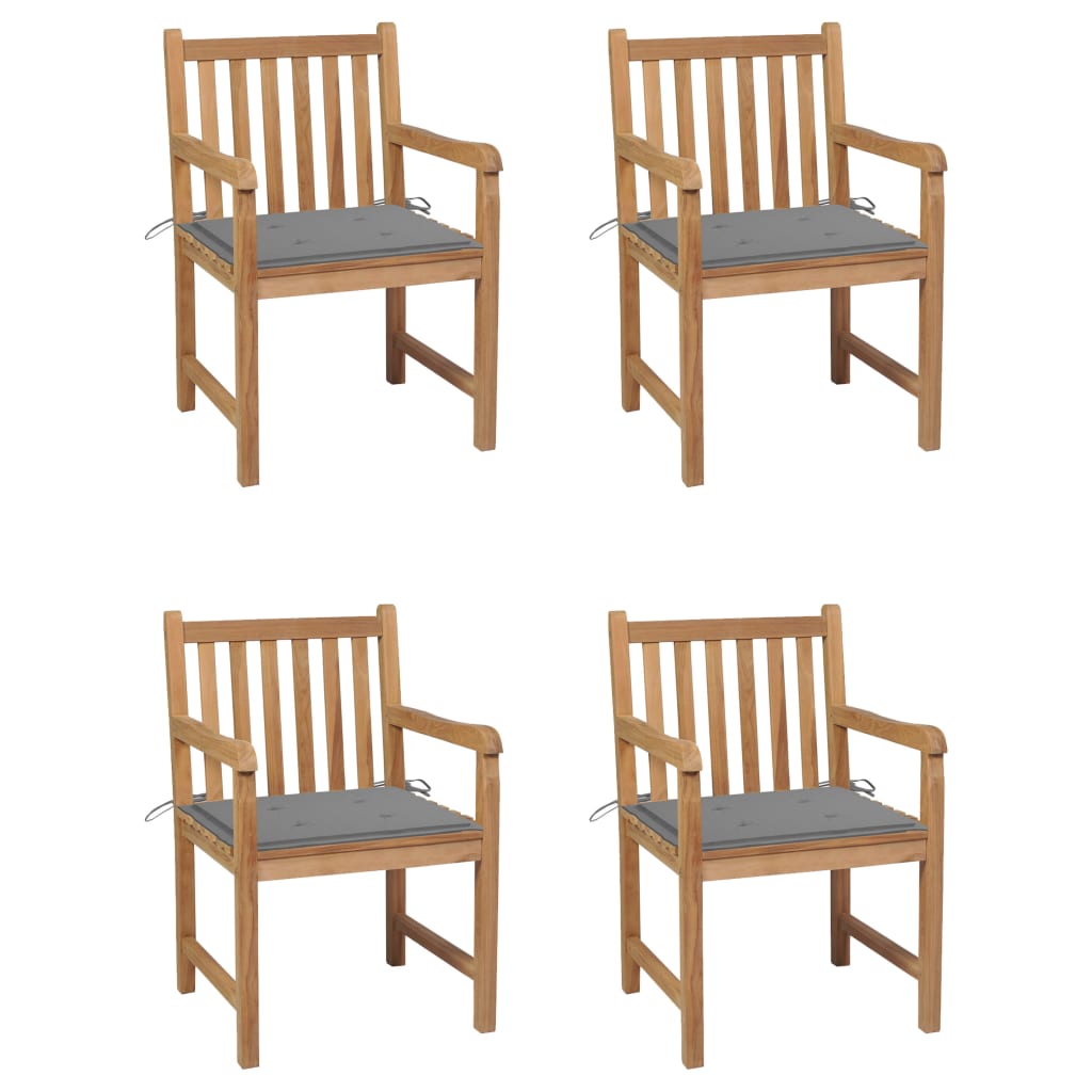 Sillas de jardín 2 uds cojines madera de teca gris antracita