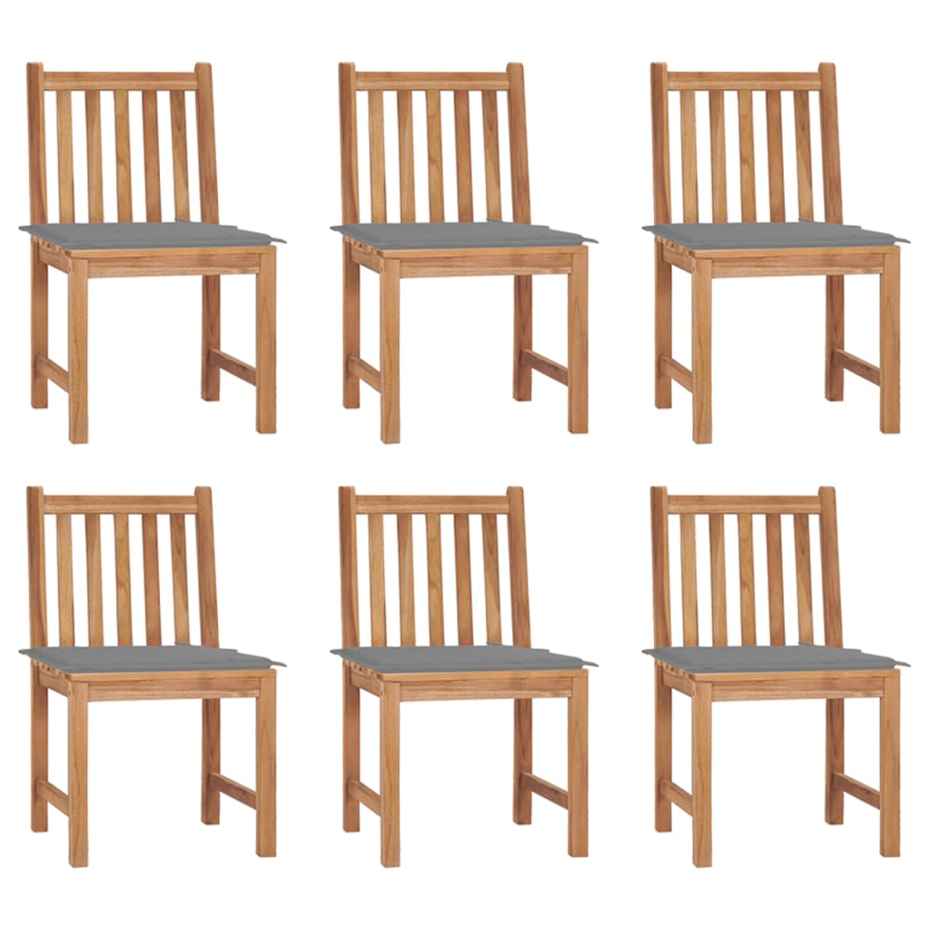 6-piece garden chairs with cushions solid teak wood