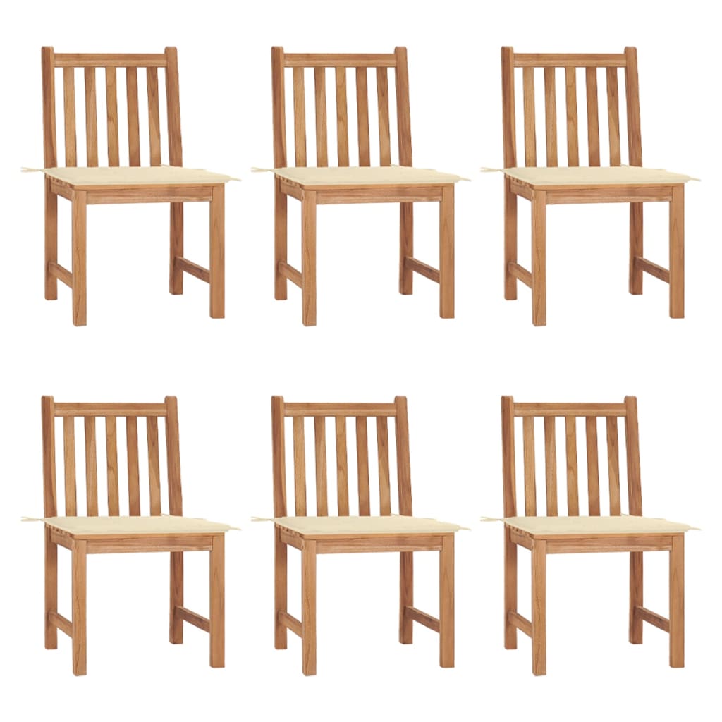 6-piece garden chairs with cushions solid teak wood