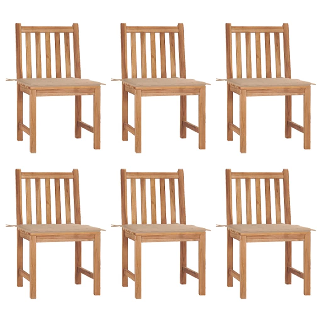 6-piece garden chairs with cushions solid teak wood