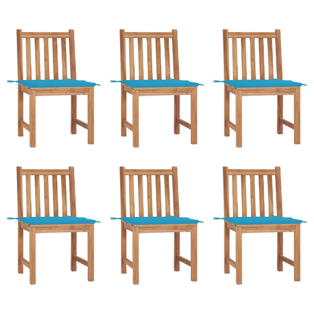 6-piece garden chairs with cushions solid teak wood