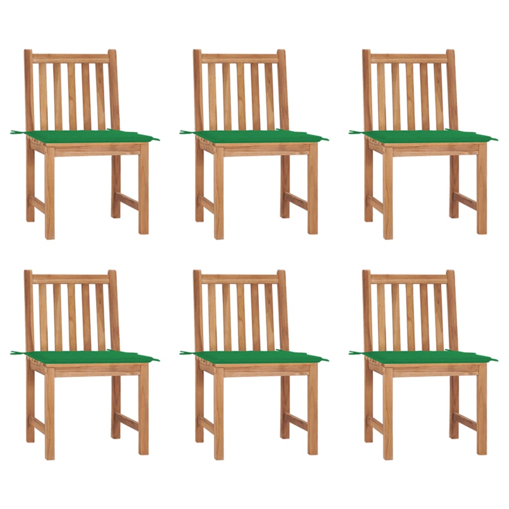 6-piece garden chairs with cushions solid teak wood