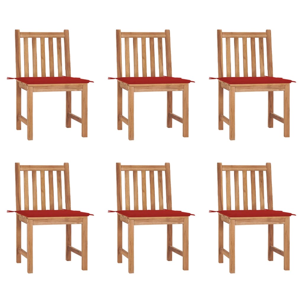 6-piece garden chairs with cushions solid teak wood