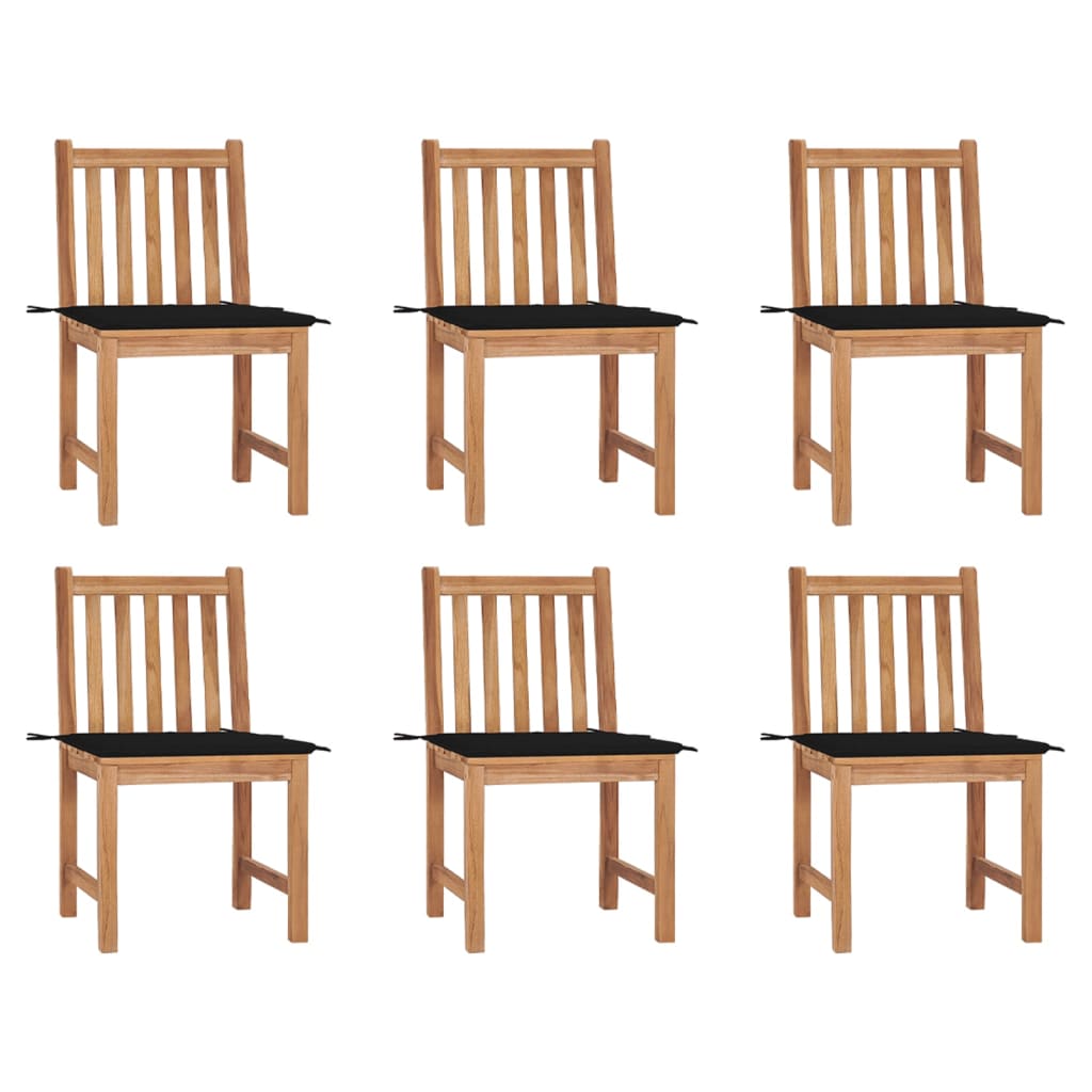 6-piece garden chairs with cushions solid teak wood