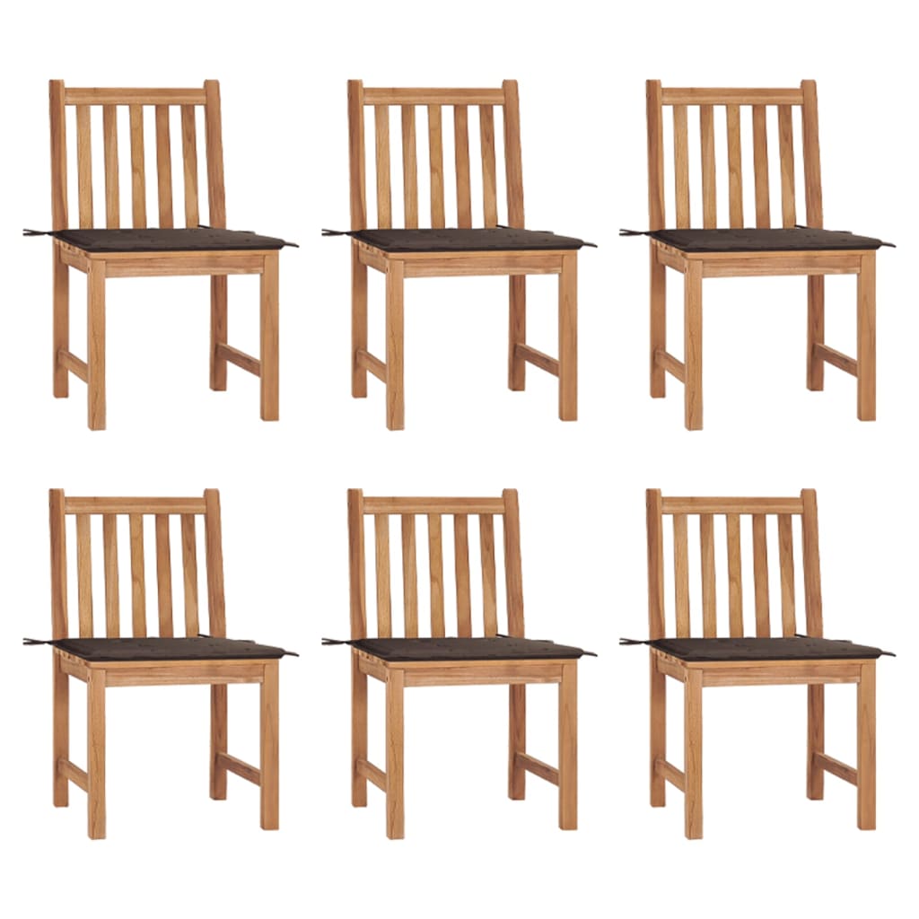 6-piece garden chairs with cushions solid teak wood