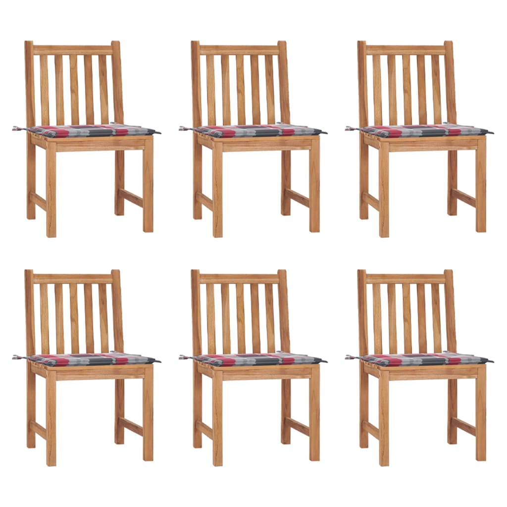 6-piece garden chairs with cushions solid teak wood