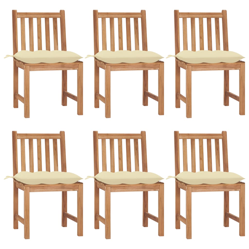 6-piece garden chairs with cushions solid teak wood