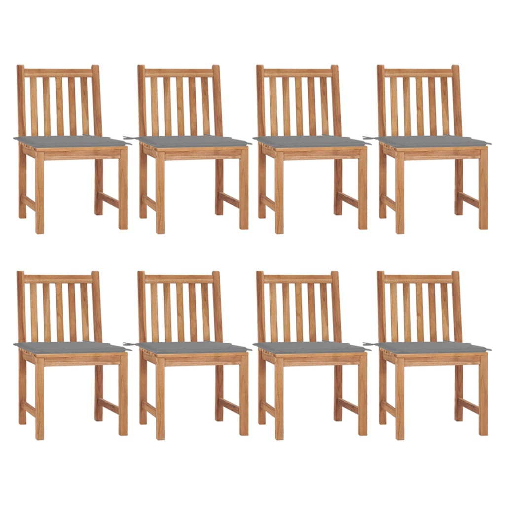 8 Teak Garden Chairs with Cushions