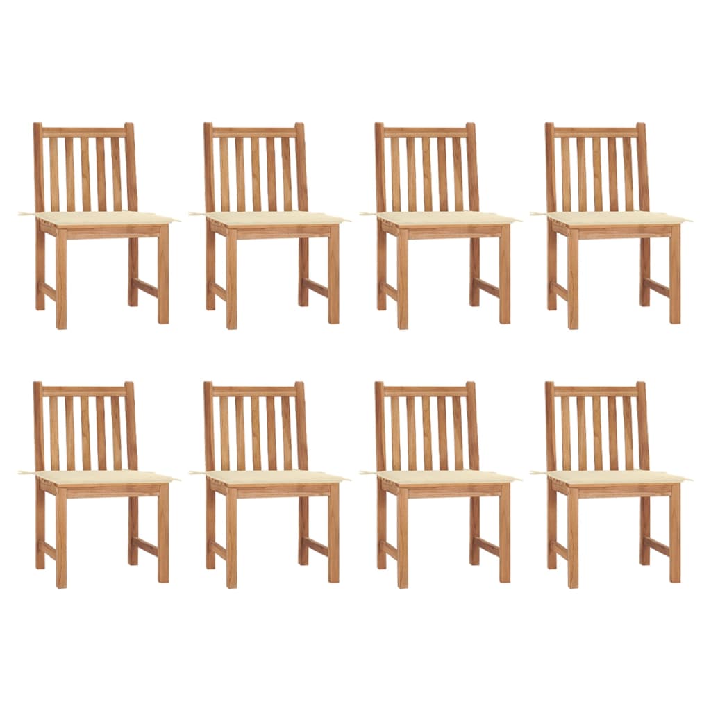 8 Teak Garden Chairs with Cushions