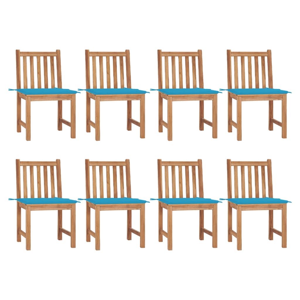 8 Teak Garden Chairs with Cushions