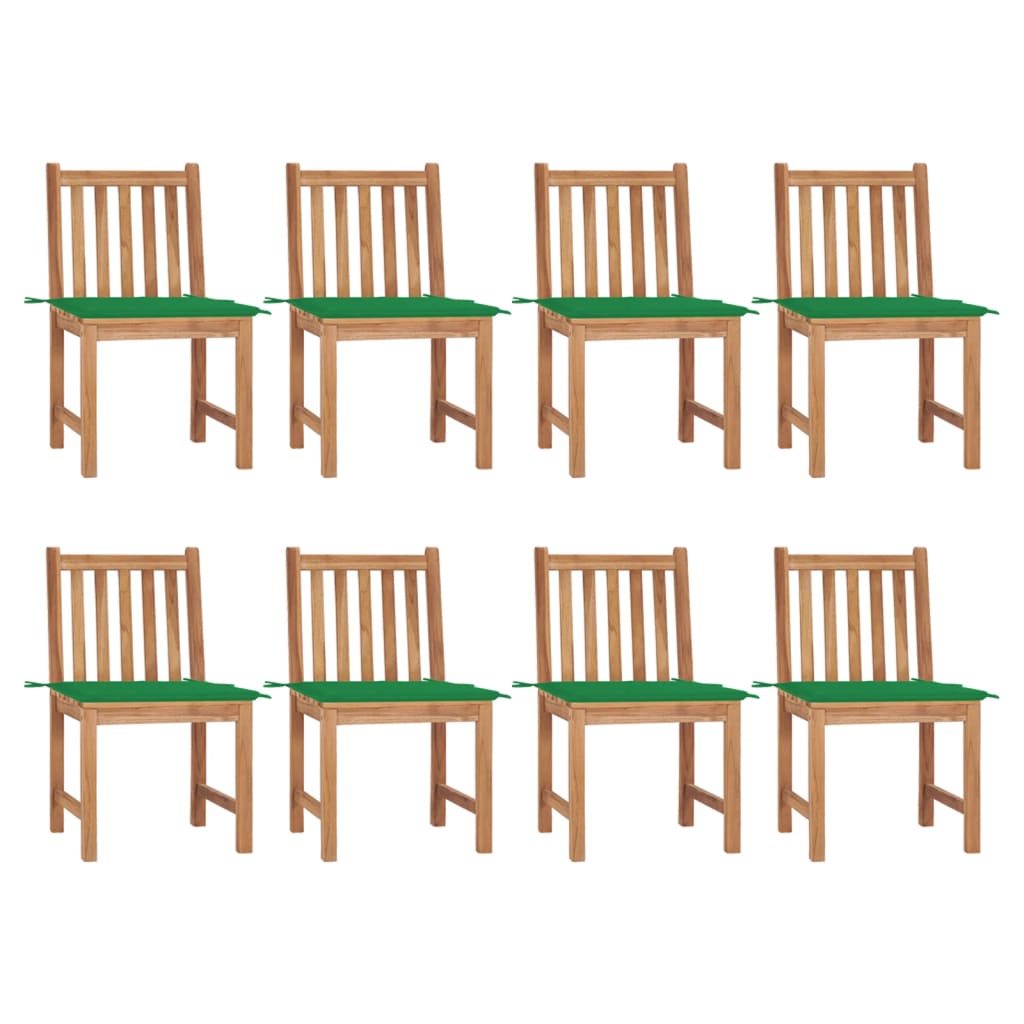 8 Teak Garden Chairs with Cushions