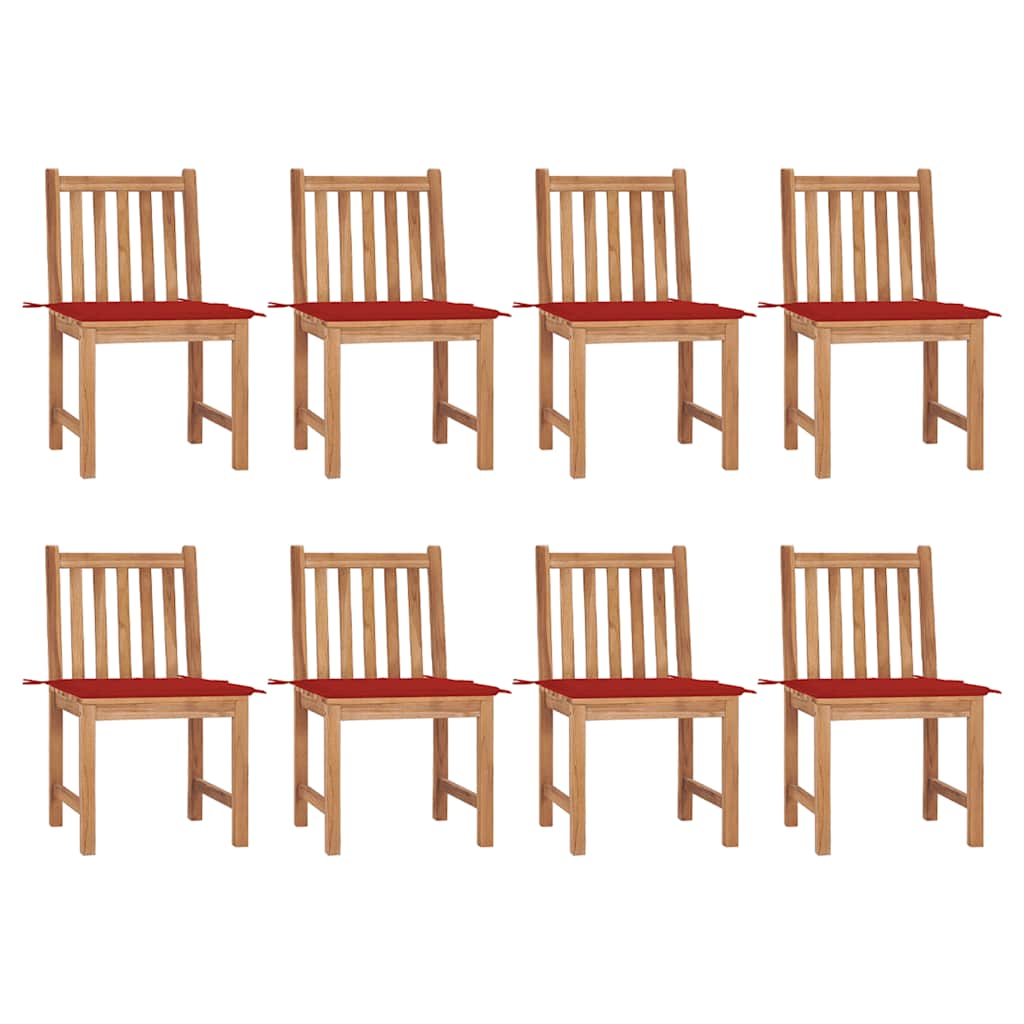 8 Teak Garden Chairs with Cushions