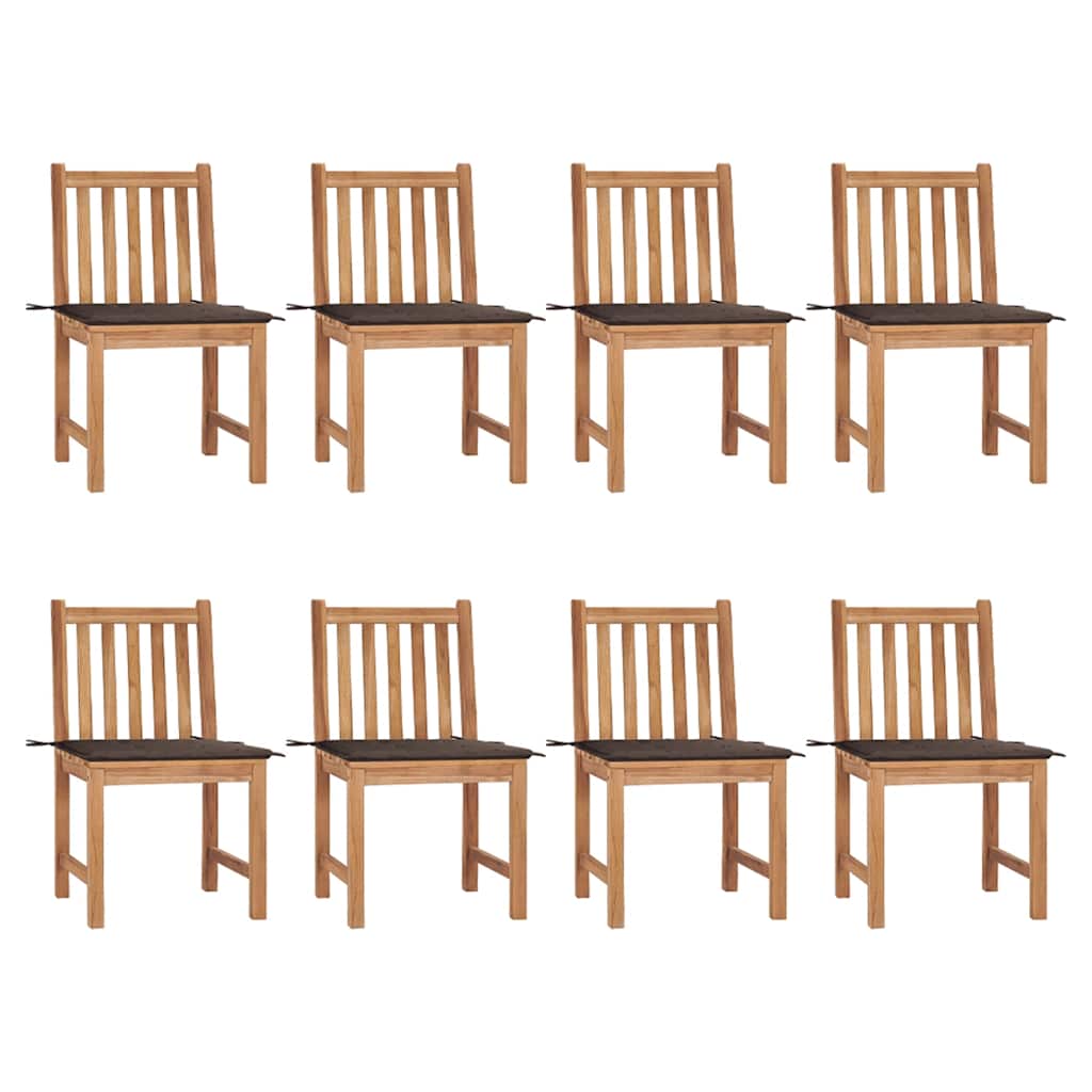 8 Teak Garden Chairs with Cushions