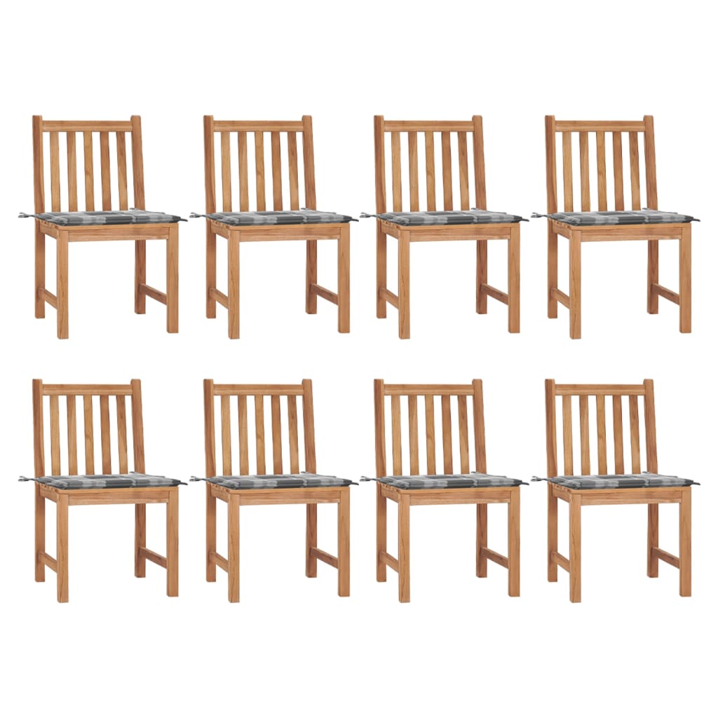 8 Teak Garden Chairs with Cushions