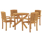 Juego de comedor para jardín 5 piezas madera maciza de teca