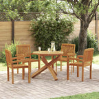 Juego de comedor para jardín 5 piezas madera maciza de teca