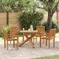 Juego de comedor para jardín 5 piezas madera maciza de teca