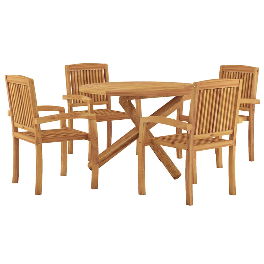 Juego de comedor para jardín 5 piezas madera maciza de teca