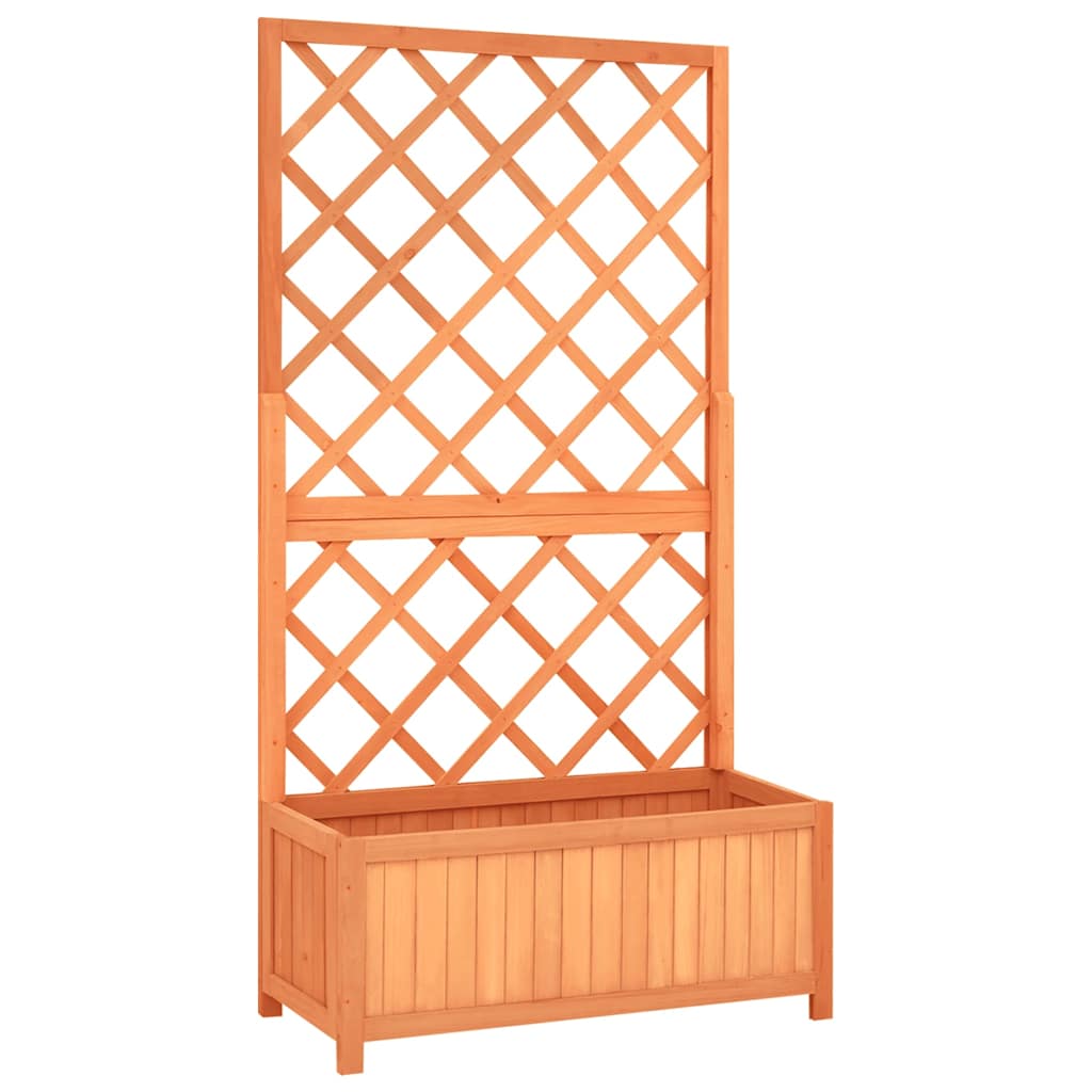 Jardinera enrejada de jardín madera de abeto marrón 70x30x135cm