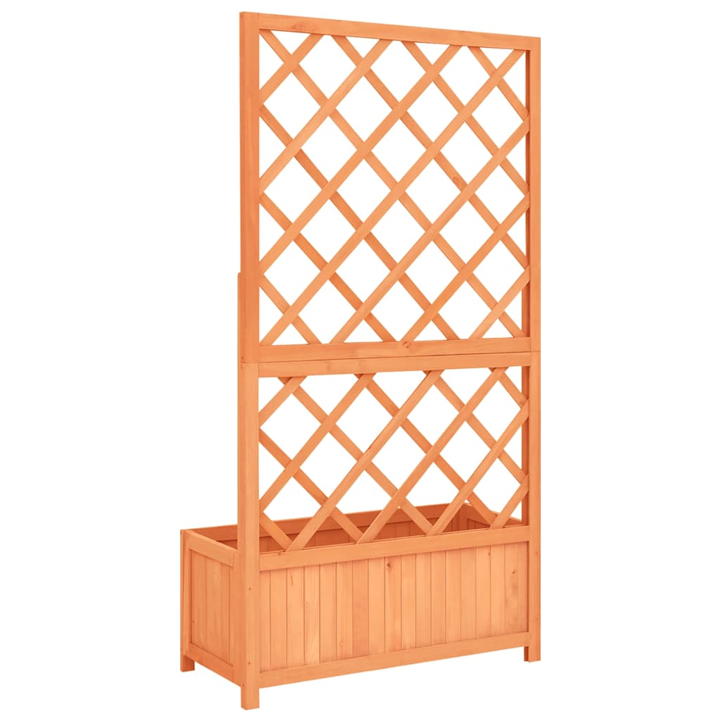 Jardinera enrejada de jardín madera de abeto marrón 70x30x135cm